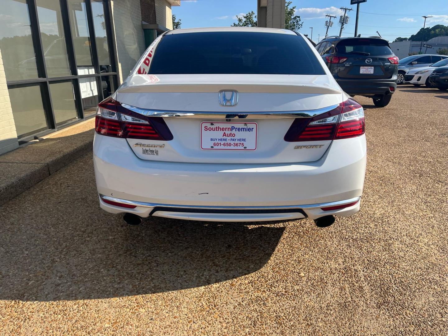 2016 WHITE HONDA ACCORD SPORT Sport (1HGCR2F57GA) with an 2.4L L4 DOHC 16V engine, CVT transmission, located at 922 W. Beacon St., Philadelphia, MS, 39350, (601) 650-3675, 32.770447, -89.127151 - Year: 2016 Make: Honda Model: Accord Engine: 2.4L L4 DOHC 16V Body: SEDAN 4-DR Transmission: CVT Drive Type: FWD Mpg City: 26 Mpg: 35 Trim: Sport Sedan - Photo#2